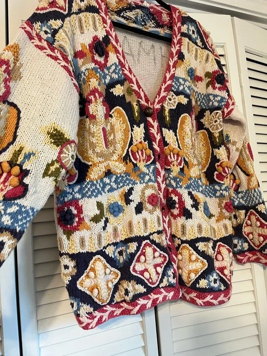Handcrafted Multicolor Embroidered Cardigan - Picture 6 of 6